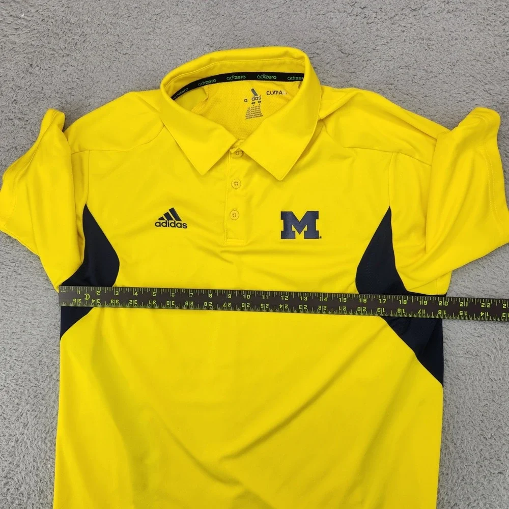 ADIDAS University of Michigan Wolverines Clima Lite Polo Shirt Mens M Yellow